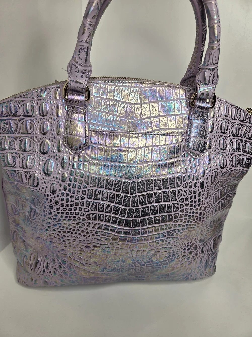 💜▪️Brahmin ▪️✨RARE✨️ Large Duxbury Violet Wonderland Melbourne Croc Satchel Bag